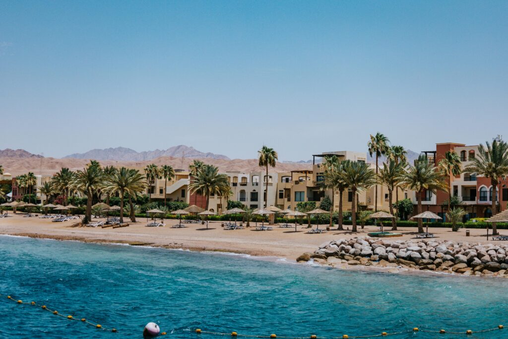 Aerial view of Tala Bay marina in Aqaba — premium Red Sea training base